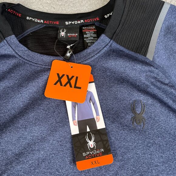 Spyder Active Performance Sweater Men XXL Dust Navy Heather Reflective - Picture 2 of 9